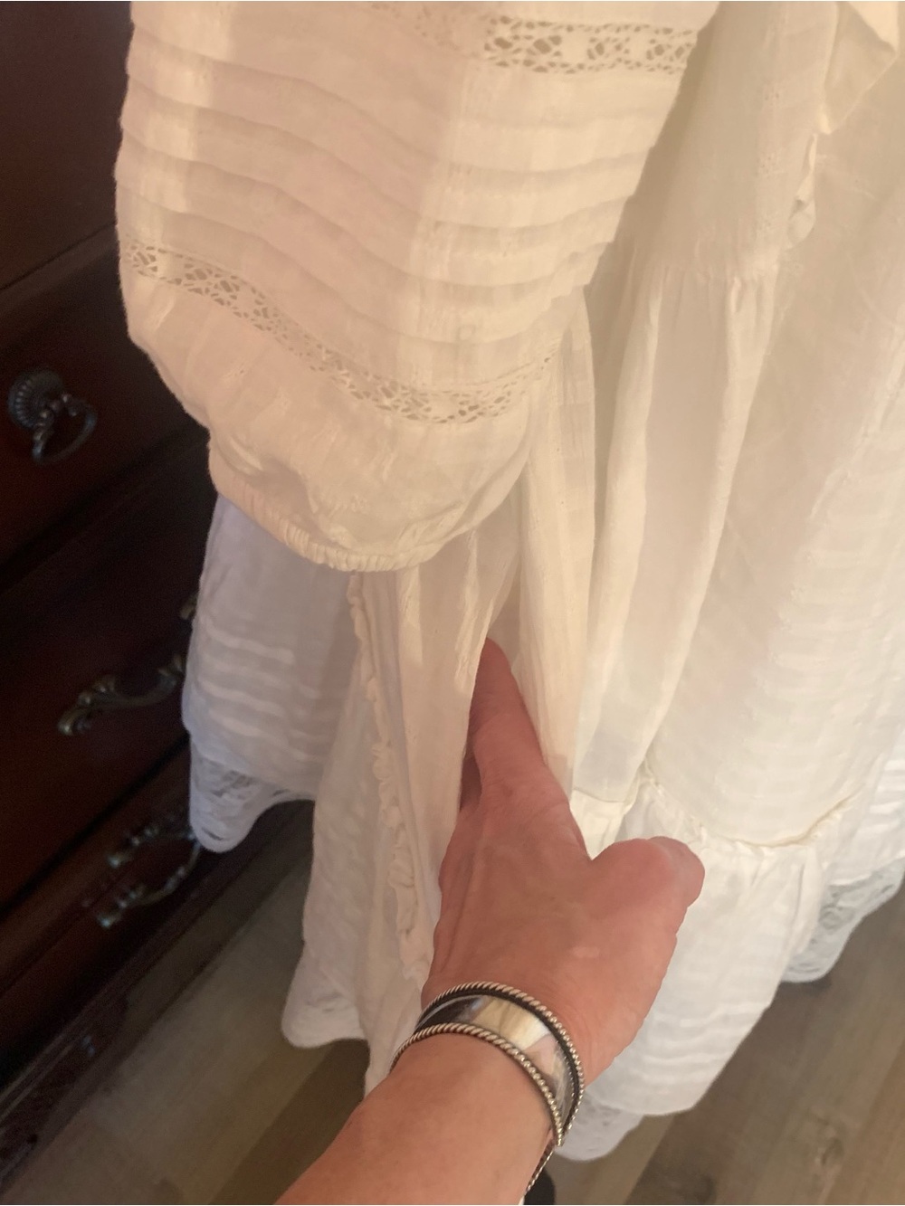 AMERICAN EAGLE OUTFITTERS White Ruffled Boho Tiered Dress - Picture 10 of 11